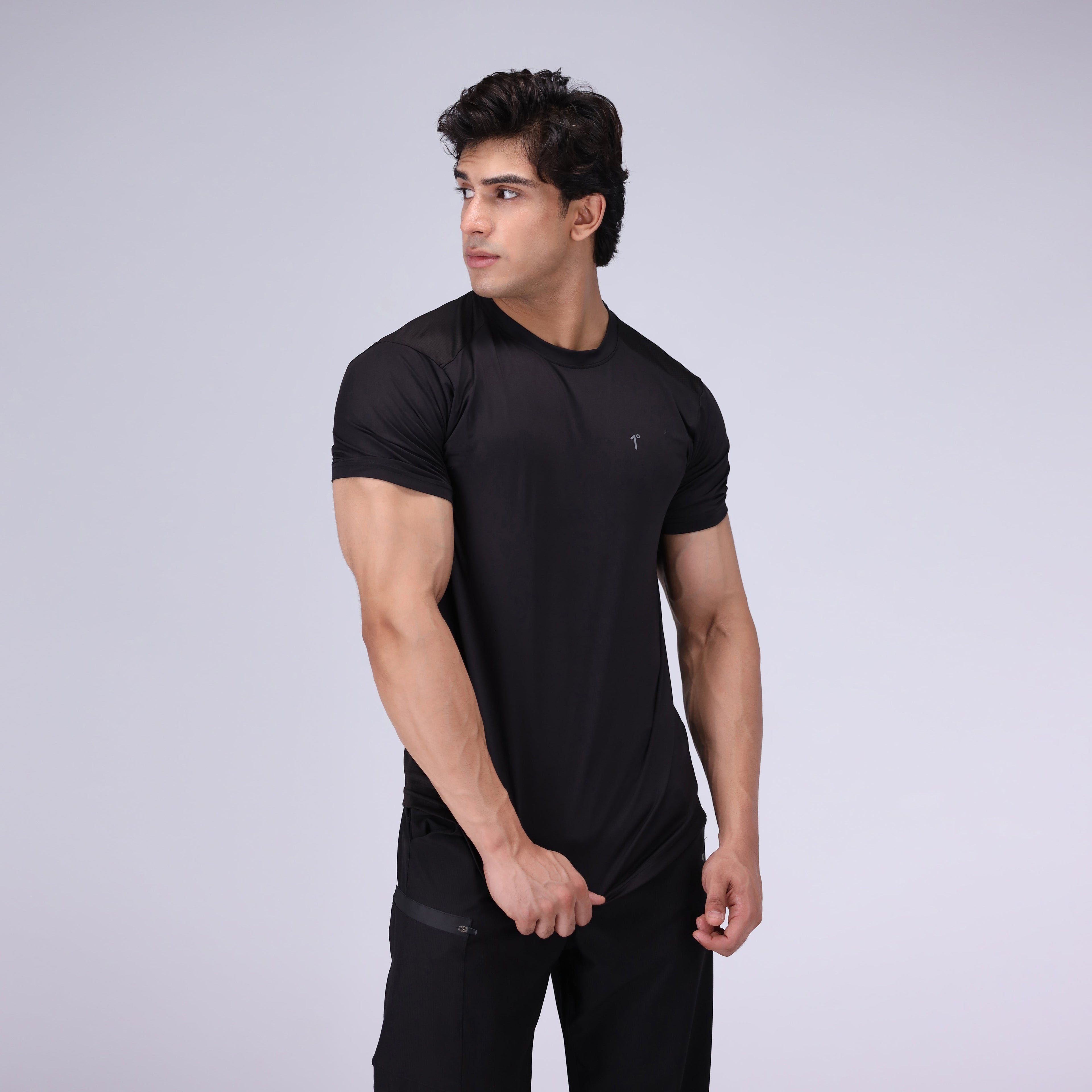 Black One Degree Tee With Contrast Mesh
