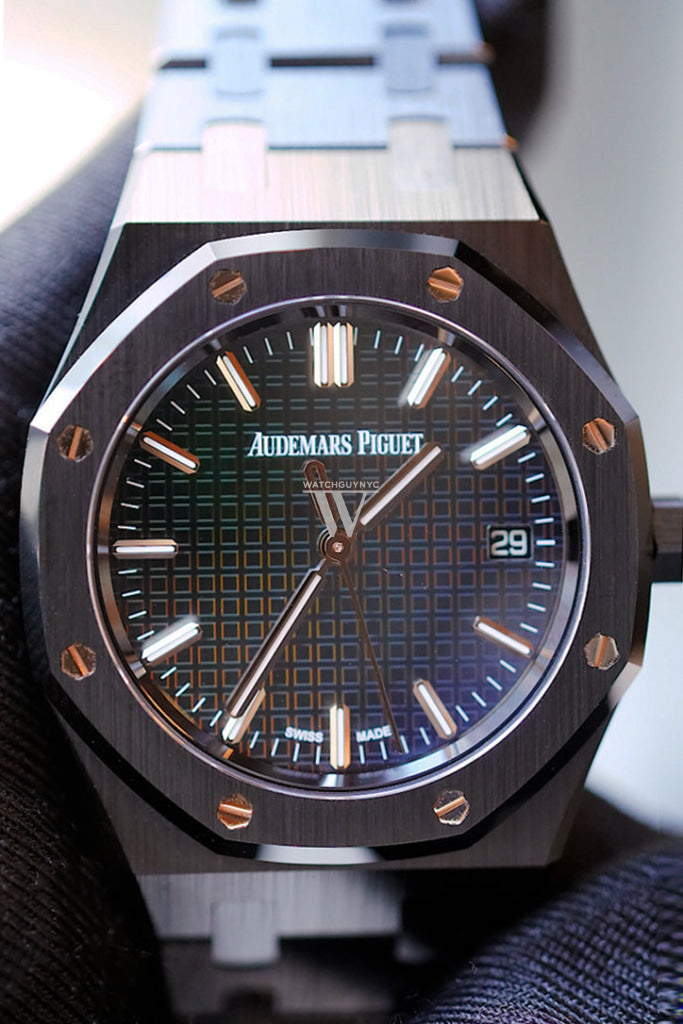 Audemars Piguet Royal Oak 34 Rainbow-coloured sapphire Dial Black Ceramic Watch 77350CE.OO.1266CE.02.A