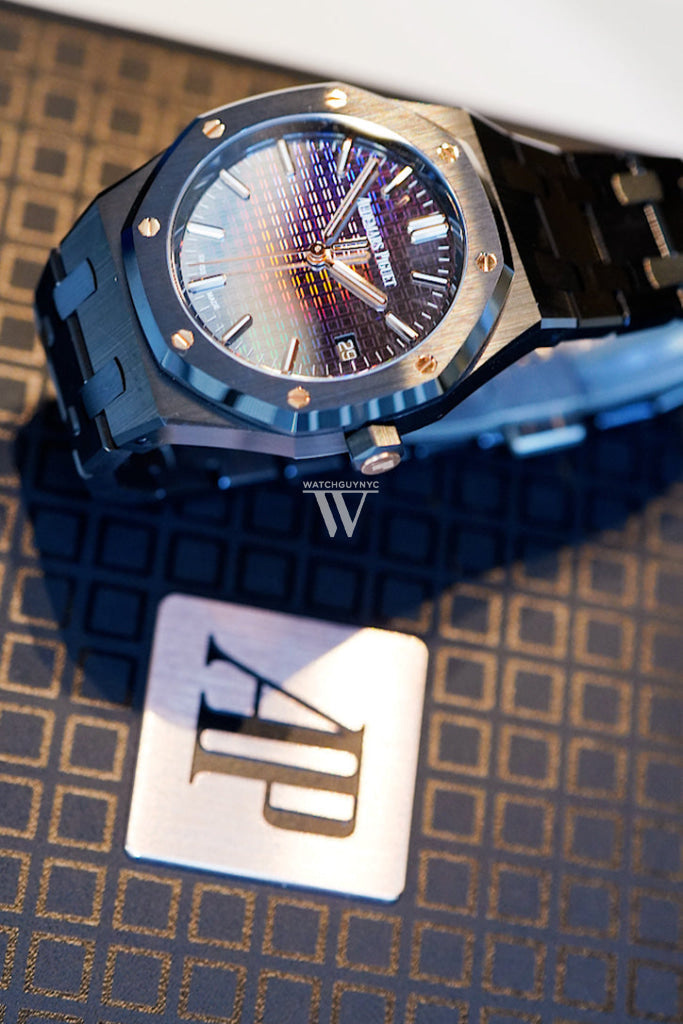 Audemars Piguet Royal Oak 34 Rainbow-coloured sapphire Dial Black Ceramic Watch 77350CE.OO.1266CE.02.A