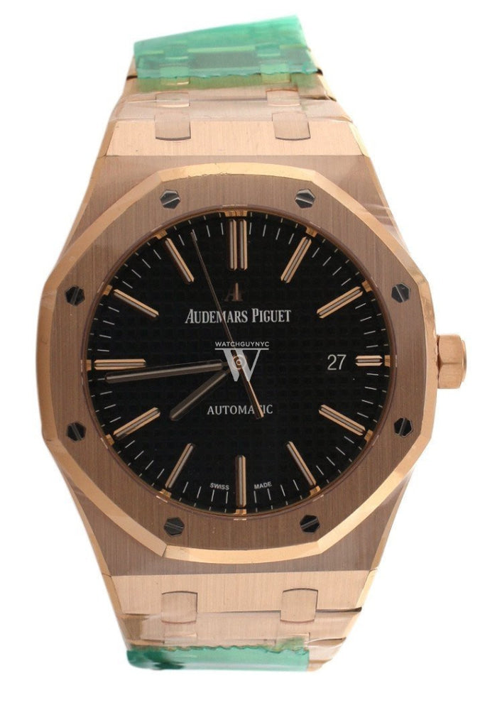 Audemars Piguet Royal Oak Black Dial 41Mm Pink Gold Watch 15400Or.oo.1220Or.01