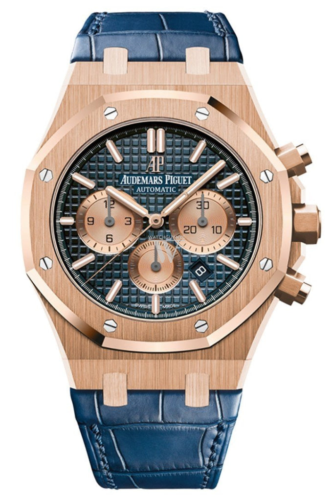Audemars Piguet Royal Oak Rose Gold Blue Dial Leather Strap 26331Or.oo.d315Cr.01 Watch