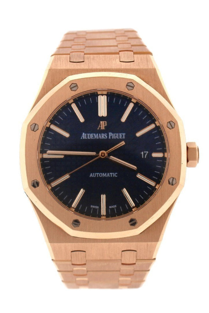 Audemars Piguet Royal Oak Selfwinding Automatic Blue Dial 18Kt Pink Gold Mens Watch