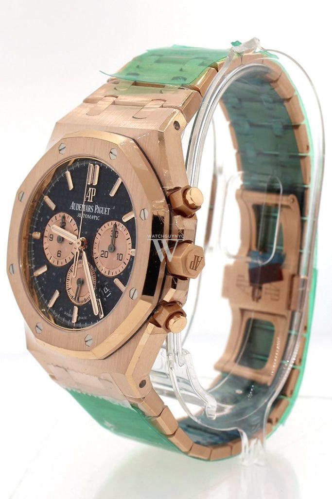 Audemars Piguet Royal Oak Blue Grande Tapisserie Dial Mens 18K Rose Gold Watch 26331Or.oo.1220Or.01
