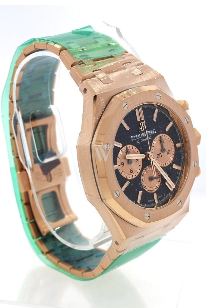 Audemars Piguet Royal Oak Blue Grande Tapisserie Dial Mens 18K Rose Gold Watch 26331Or.oo.1220Or.01