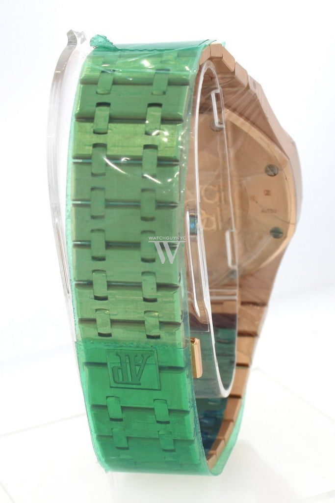 Audemars Piguet Royal Oak Blue Grande Tapisserie Dial Mens 18K Rose Gold Watch 26331Or.oo.1220Or.01