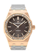 Audemars Piguet Royal Oak 37Mm Brown Dial Automatic 18K Pink Gold Ladies Diamond Watch