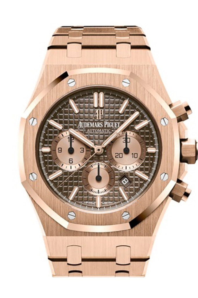 Audemars Piguet Royal Oak 41Mm Brown Dial 18K Pink Gold Bracelet Mens Watch 26331Or.oo.1220Or.02