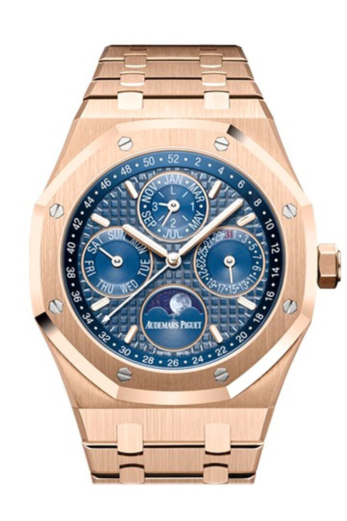 Audemars Piguet Royal Oak 41Mm Blue Dial 18K Rose Gold Mens Watch 26574Or.oo.1220Or.02