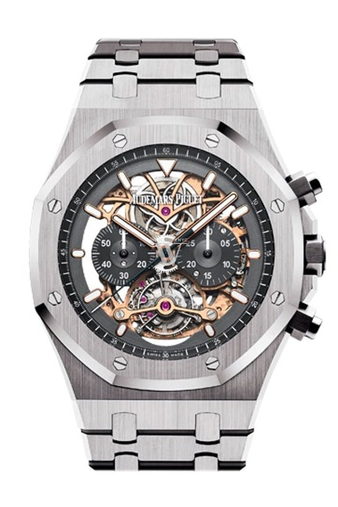 Audemars Piguet Royal Oak 44Mm Tourbillon Chronograph Openworked Rhodium Dial Titanium Mens Watch