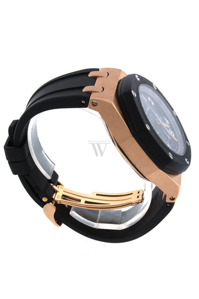 Audemars Piguet Royal Oak Offshore Black Dial 18Kt Rose Gold Rubber Chronograph Mens Watch