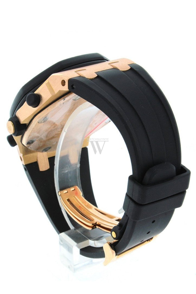 Audemars Piguet Royal Oak Offshore Black Dial 18Kt Rose Gold Rubber Chronograph Mens Watch