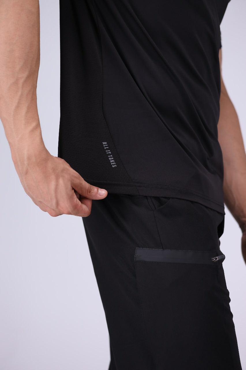 Black One Degree Tee With Contrast Mesh