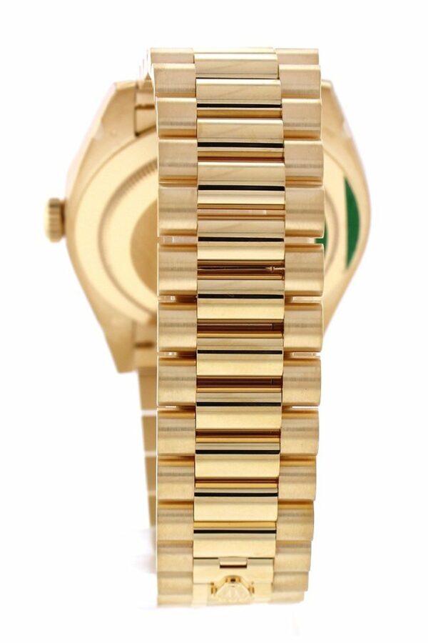 Rolex Day-Date 40 Champagne Roman Dial Diamond Bezel 18K Yellow Gold President Automatic Mens Watch