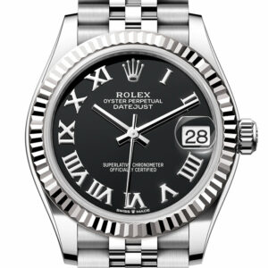 Rolex Datejust 31 Black Roman Dial Fluted Bezel Jubilee Ladies Watch 278274 278274-0002