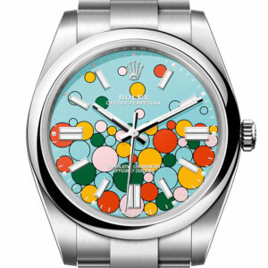 Rolex Oyster Perpetual 41 Turquoise Blue Celebration-motif Dial Stainless Steel Oyster