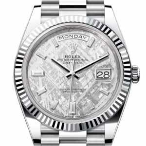 Rolex Day-Date 40 Meteorite 10 Diamonds Dial Fluted Bezel Platinum President Men's Watch 228236