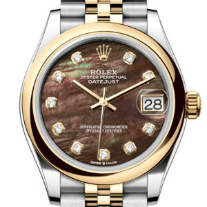 Rolex Datejust 31 Black Mother of pearl Diamond Dial Yellow Gold Steel Jubilee Ladies Watch 278243 278243-0024