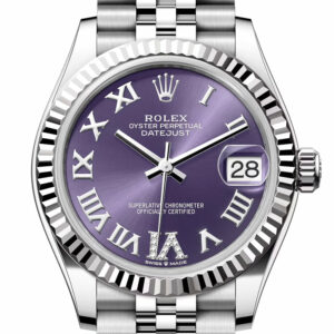 Rolex Datejust 31 Aubergine Dial Set Diamonds Roman Dial Fluted Bezel Jubilee Ladies Watch 278274 278274-0026