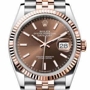 Rolex Datejust 36 Chocolate Dial Fluted Rose Gold Two Tone Jubilee Watch 126231