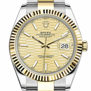 Rolex Datejust 41 Champagne Fluted Dial 18k Yellow Gold Oyster Men's Watch 126333 126333-0021