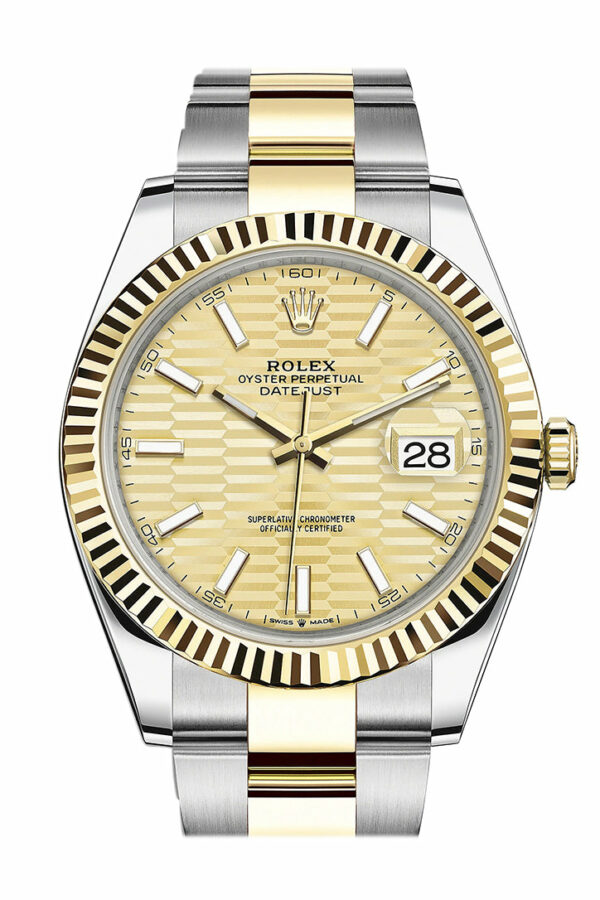 Rolex Datejust 41 Champagne Fluted Dial 18k Yellow Gold Oyster Men's Watch 126333 126333-0021