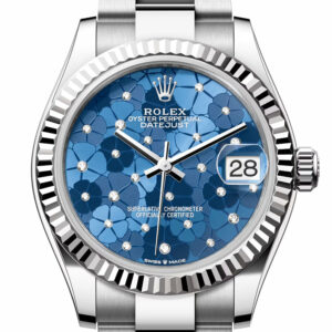 Rolex Datejust 31 Blue Floral Diamond Dial Fluted Bezel Ladies Watch 278274 278274-0035