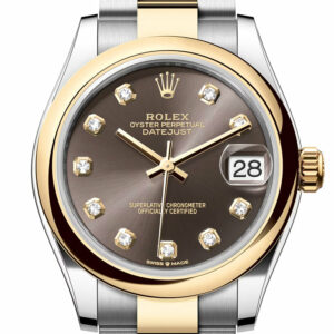 Rolex Datejust 31 Dark Grey Diamond Dial Yellow Gold Steel Ladies Watch 278243 278243-0021