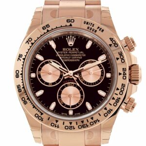 Rolex Cosmograph Daytona Black Dial 18K Everose Gold Oyster Automatic Mens Watch 116505