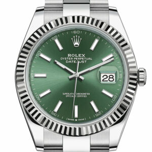 Rolex Datejust 41 Green Stick Dial White Gold Oyster 126334 126334-0027