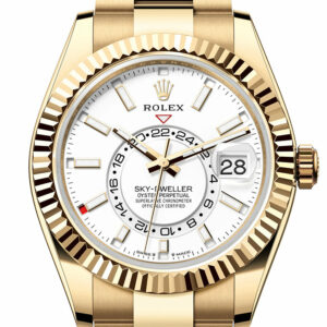 Rolex Sky Dweller 42 White Dial Yellow Gold Oyster Mens Watch 336238