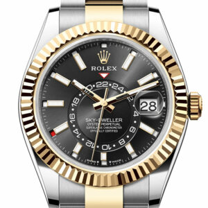 Rolex Sky Dweller 42 Black Dial Yellow Gold Stainless Steel Oyster Mens Watch 336933