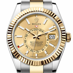 Rolex Sky Dweller 42 Champagne Dial Yellow Gold Stainless Steel Oyster Mens Watch 336933-0001 336933 New Release Model 2023