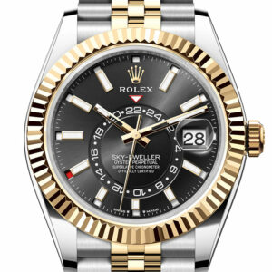 Rolex Sky Dweller 42 Bright Black Dial Yellow Gold Stainless Steel Jubilee Mens Watch 336933-0004 336933 New Release Model 2023