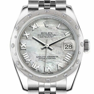 Rolex Datejust 31 White Mother Of Pearl Roman Dial Dome Set With Diamonds Bezel Jubilee Ladies Watch