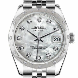 Rolex Datejust 31 White Mother Of Pearl Diamond Dial Dome Set With Diamonds Bezel Jubilee Ladies