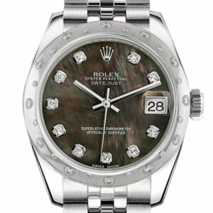 Rolex Datejust 31 Black Mother Of Pearl Diamond Dial Dome Set With Diamonds Bezel Jubilee Ladies