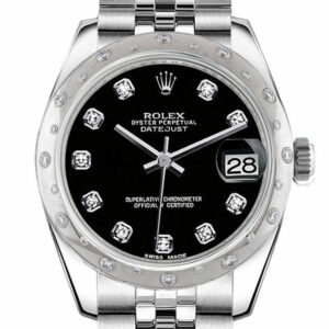 Rolex Datejust 31 Black Diamond Dial Dome Set With Diamonds Bezel Jubilee Ladies Watch 178344 / None