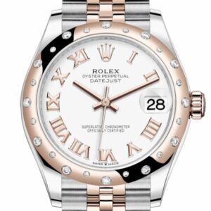 Rolex Datejust 31 White Roman Dial Diamond Bezel Jubilee Rose Gold Two Tone Watch 278341Rbr 278341