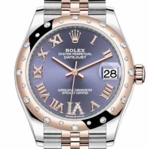 Rolex Datejust 31 Aubergine Large Vi Set With Diamonds Dial Diamond Bezel Jubilee Rose Gold Two Tone