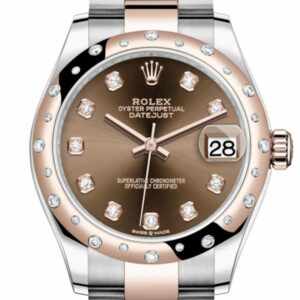 Rolex Datejust 31 Chocolate Diamonds Dial Diamond Bezel Rose Gold Two Tone Watch 278341Rbr 278341