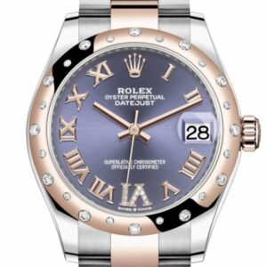 Rolex Datejust 31 Aubergine Large Vi Diamonds Dial Diamond Bezel Rose Gold Two Tone Watch 278341Rbr