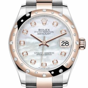 Rolex Datejust 31 White Mother-Of-Pearl Diamonds Dial Diamond Bezel Jubilee Rose Gold Two Tone Watch