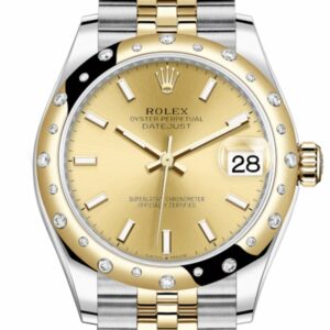 Rolex Datejust 31 Champagne Dial Diamond Bezel Jubilee Rose Gold Two Tone Watch 278343Rbr 278343