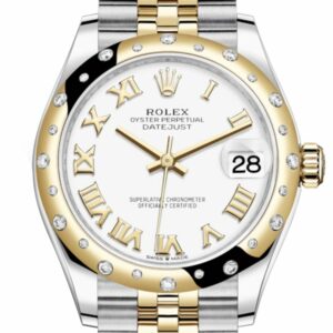 Rolex Datejust 31 White Roman Dial Diamond Bezel Jubilee Yellow Gold Two Tone Watch 278343Rbr 278343