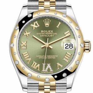 Rolex Datejust 31 Olive Green Large Vi Diamonds Dial Diamond Bezel Jubilee Yellow Gold Two Tone