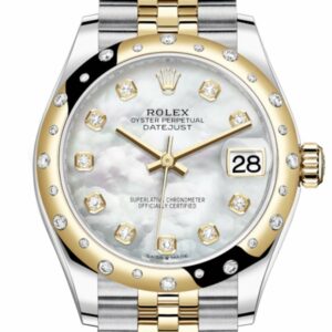 Rolex Datejust 31 White Mother-Of-Pearl Diamonds Dial Diamond Bezel Jubilee Yellow Gold Two Tone