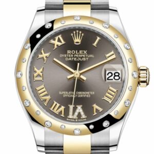 Rolex Datejust 31 Dark Grey Large Vi Diamonds Dial Diamond Bezel Rose Gold Two Tone Watch 278343Rbr