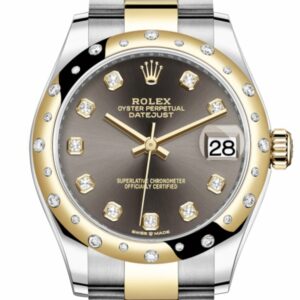 Rolex Datejust 31 Dark Grey Diamonds Dial Diamond Bezel Rose Gold Two Tone Watch 278343Rbr 278343