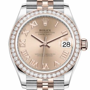 Rolex Datejust 31 Rosé Roman Dial Diamond Bezel Rose Gold Two Tone Jubilee Watch 278381Rbr 278381