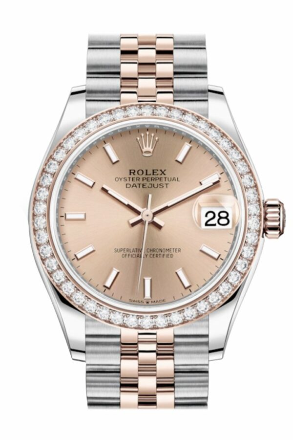 Rolex Datejust 31 Rosé Dial Diamond Bezel Rose Gold Two Tone Jubilee Watch 278381Rbr 278381